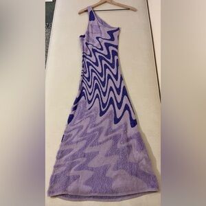 House of Sunny Dress - Women’s 4 Purple - One Shoulder Limited 70s Psychedelic